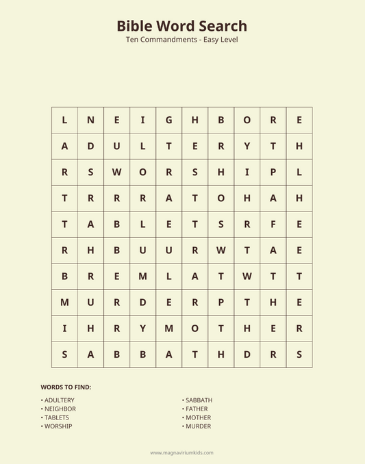Ten Commandments Word Search Pack - English (30 Puzzles, Easy-Hard)