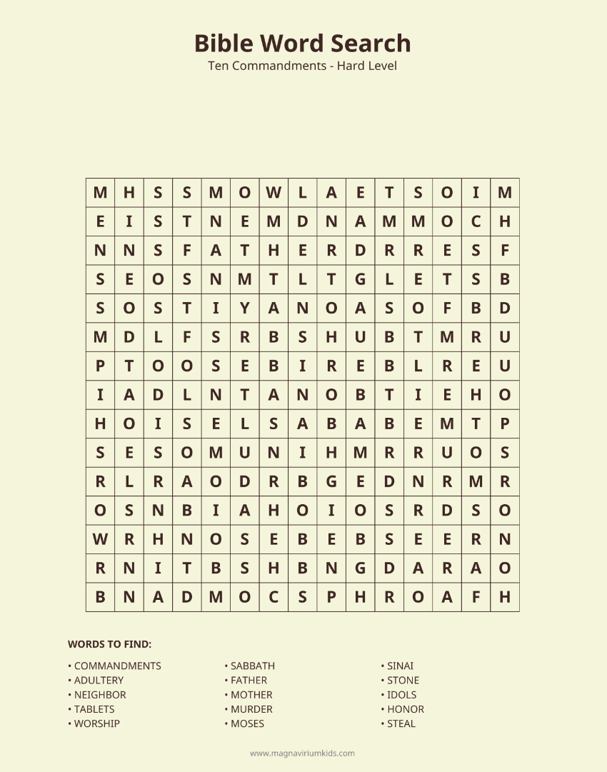 Ten Commandments Word Search Pack - English (30 Puzzles, Easy-Hard)